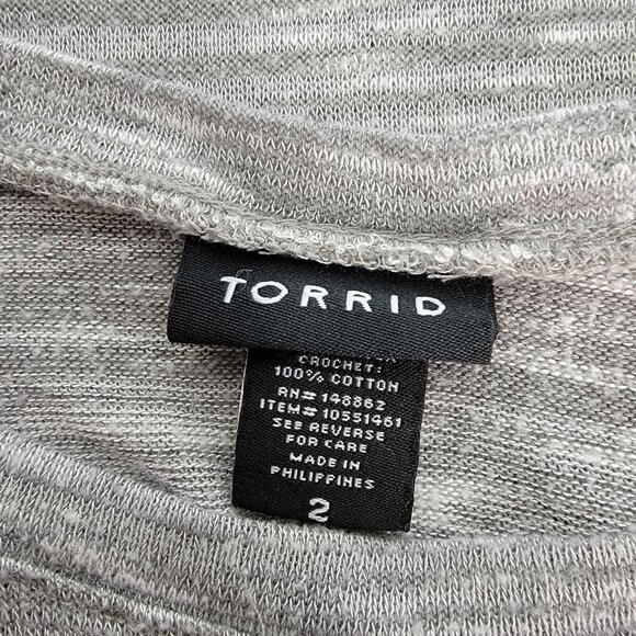 Torrid Gray Space Dye Tank Top Plus Size 2X Crochet Sides Sleeveless Pullover - Picture 3 of 5